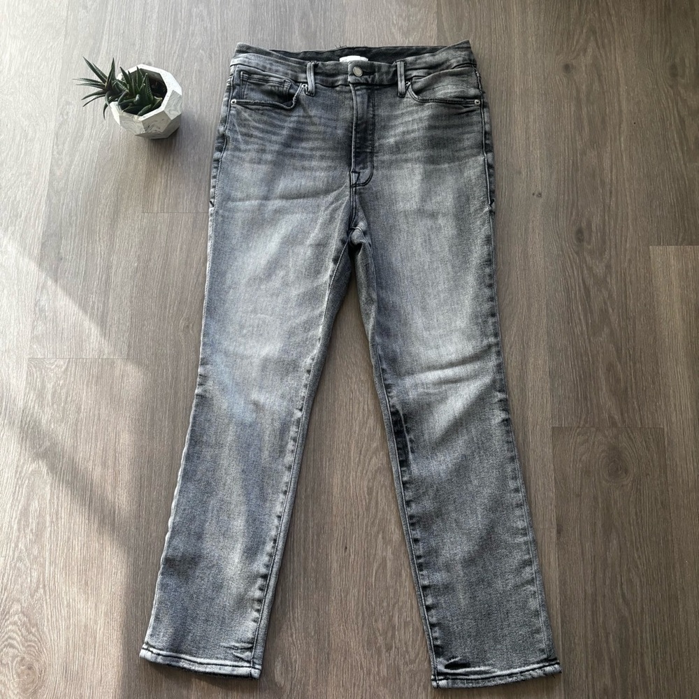 Good American Stylish Gray Denim Slim Cropped Jeans